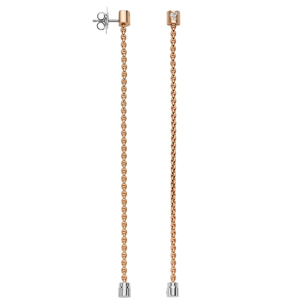Fope Aria 18ct Rose Gold 0.09ct Diamond Interchangable Earrings - Gold