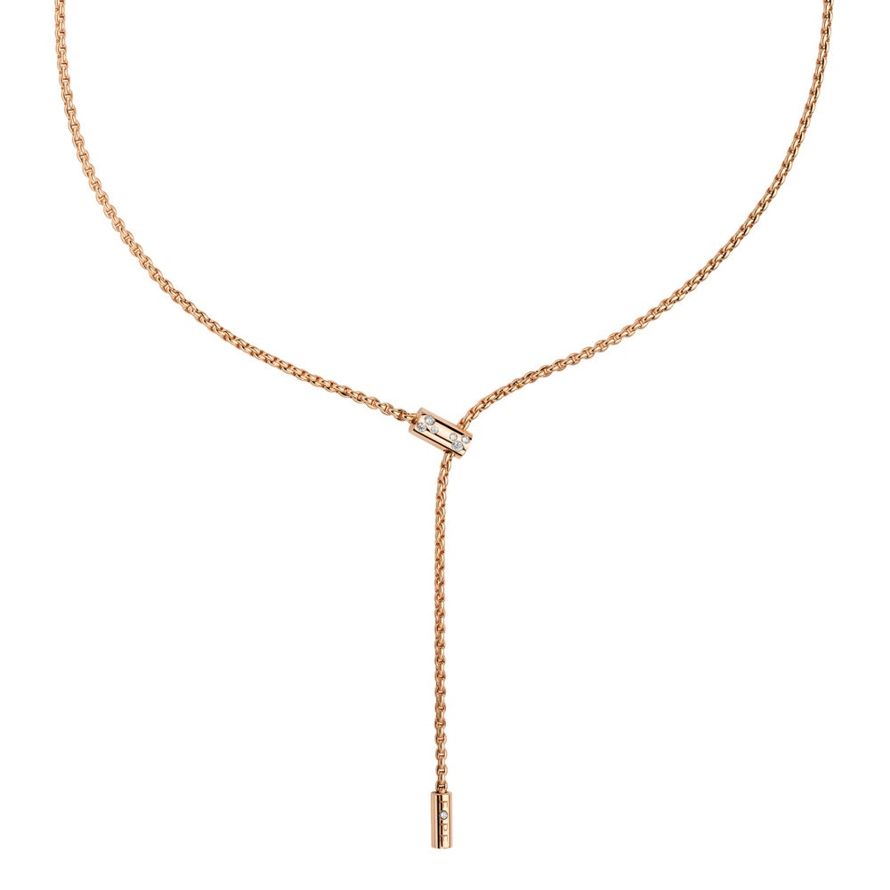 Fope Aria 18ct Rose Gold 0.11ct Diamond Adjustable Slider Necklace - 41cm