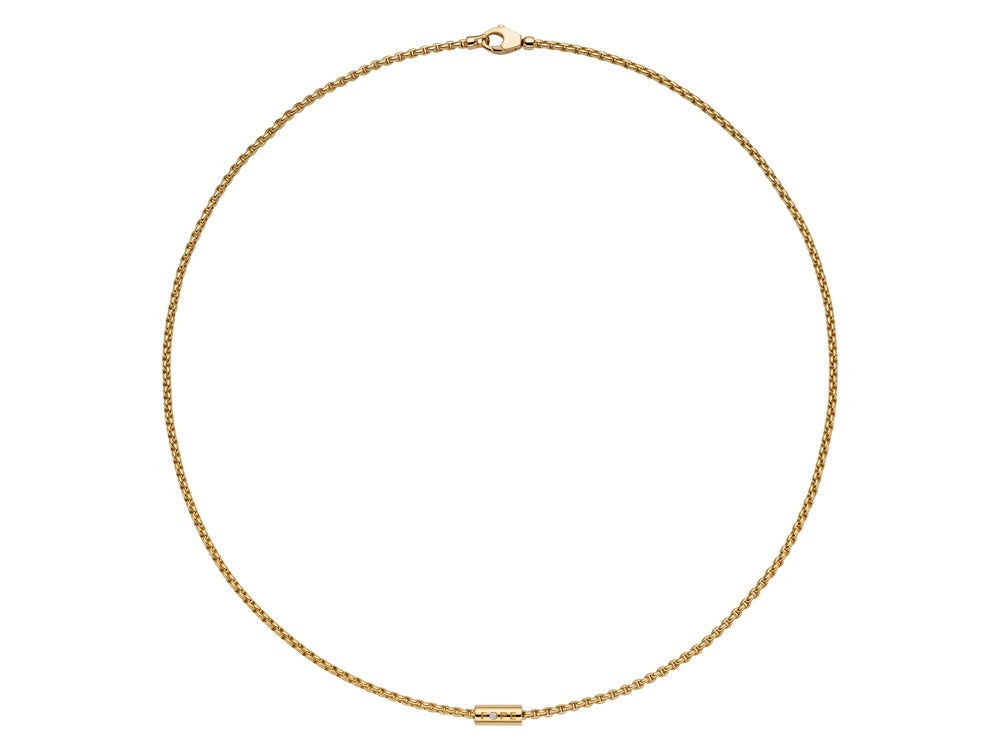 Fope Aria 18ct Yellow Gold 0.02ct Diamond Necklace - 90cm