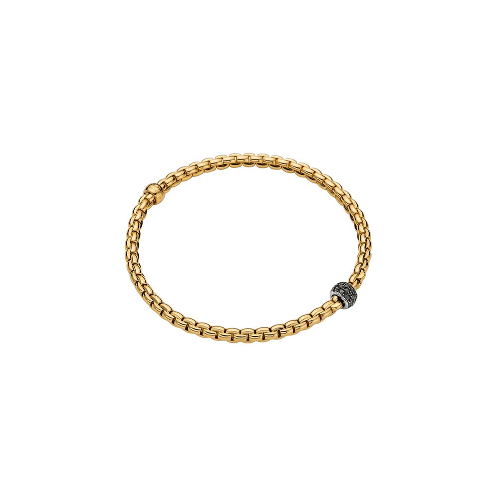 Fope Eka Tiny 18ct Yellow Gold 0.20ct Black Diamond Bracelet - XS
