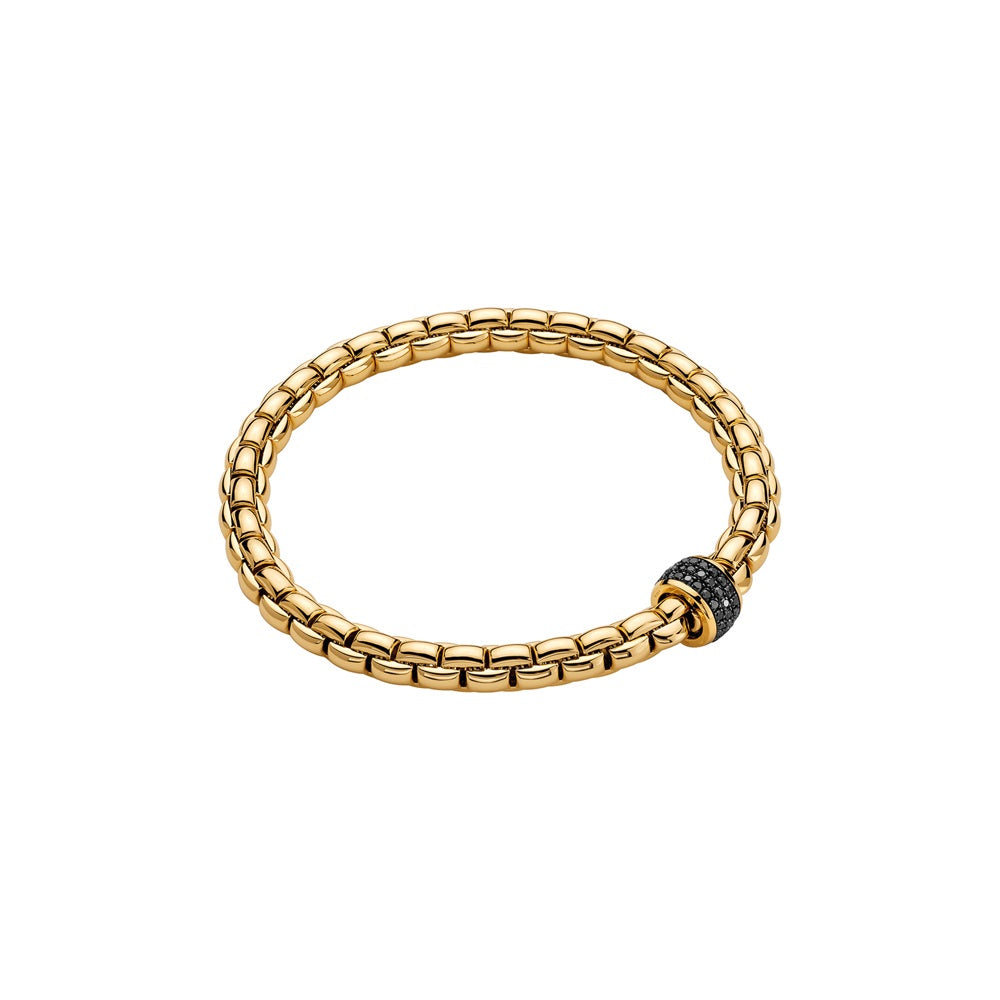 Fope Eka Tiny 18ct Yellow Gold 0.54ct Black Diamond Bracelet - M
