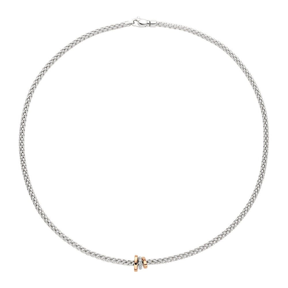 Fope Flex'it Prima 18ct White Rose Gold Diamond 43cm Necklace
