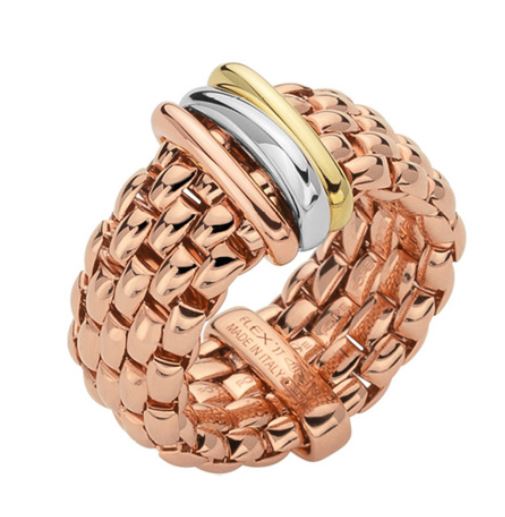 Fope Panorama 18ct Rose Gold Mixed Rondelle Flexible Ring - XL