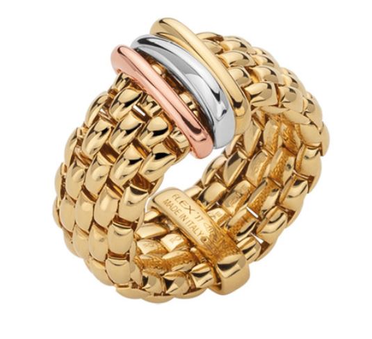 Fope Panorama 18ct Yellow Gold Mixed Rondelle Flexible Ring - S