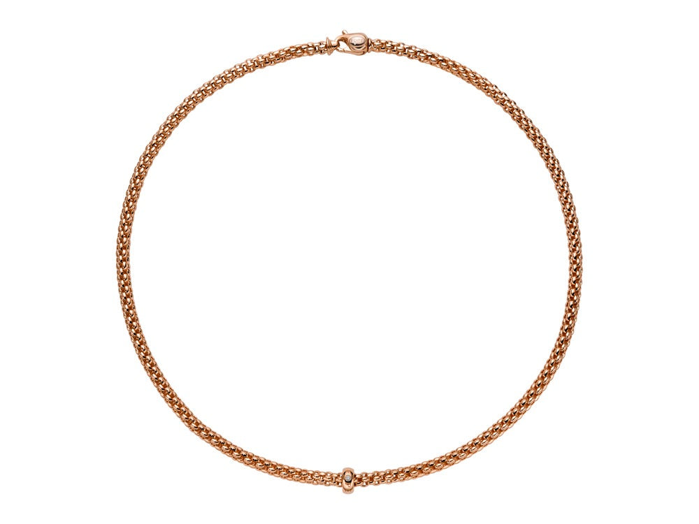 Fope Solo 18ct Rose Gold 0.01ct Diamond 43cm Necklace