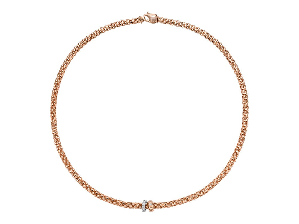 Fope Solo 18ct Rose Gold 0.29ct Diamond 43cm Necklace