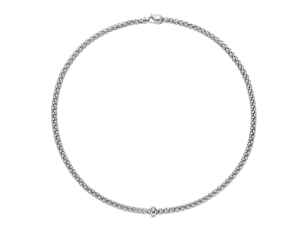 Fope Solo 18ct White Gold 0.01ct Diamond 43cm Necklace