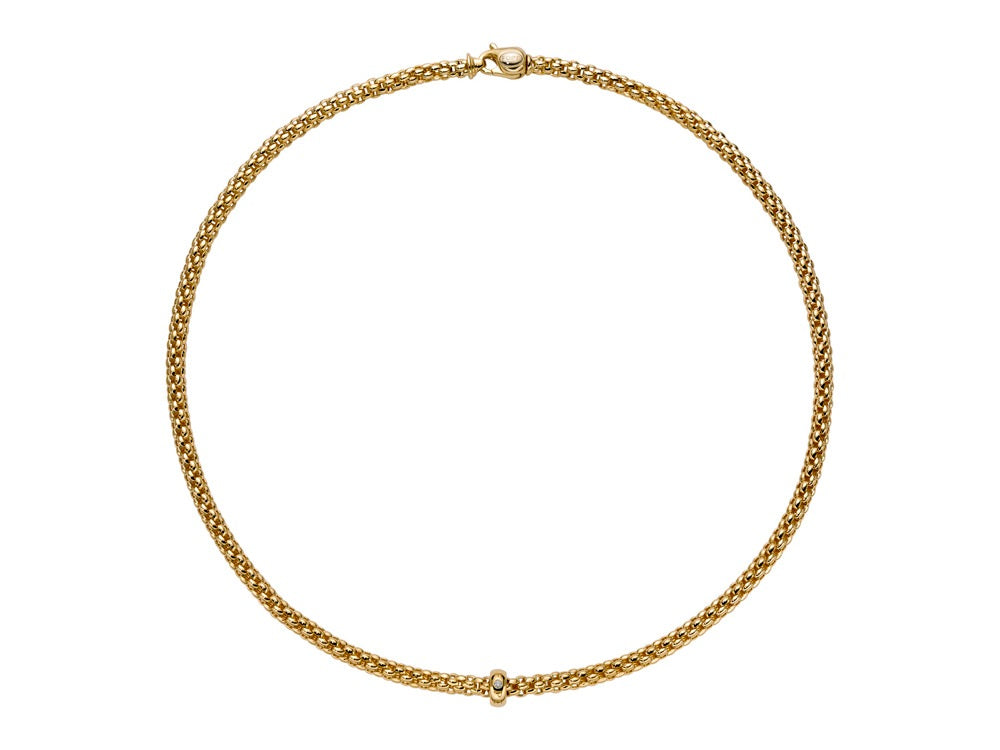 Fope Solo 18ct Yellow Gold 0.01ct Diamond 50cm Necklace