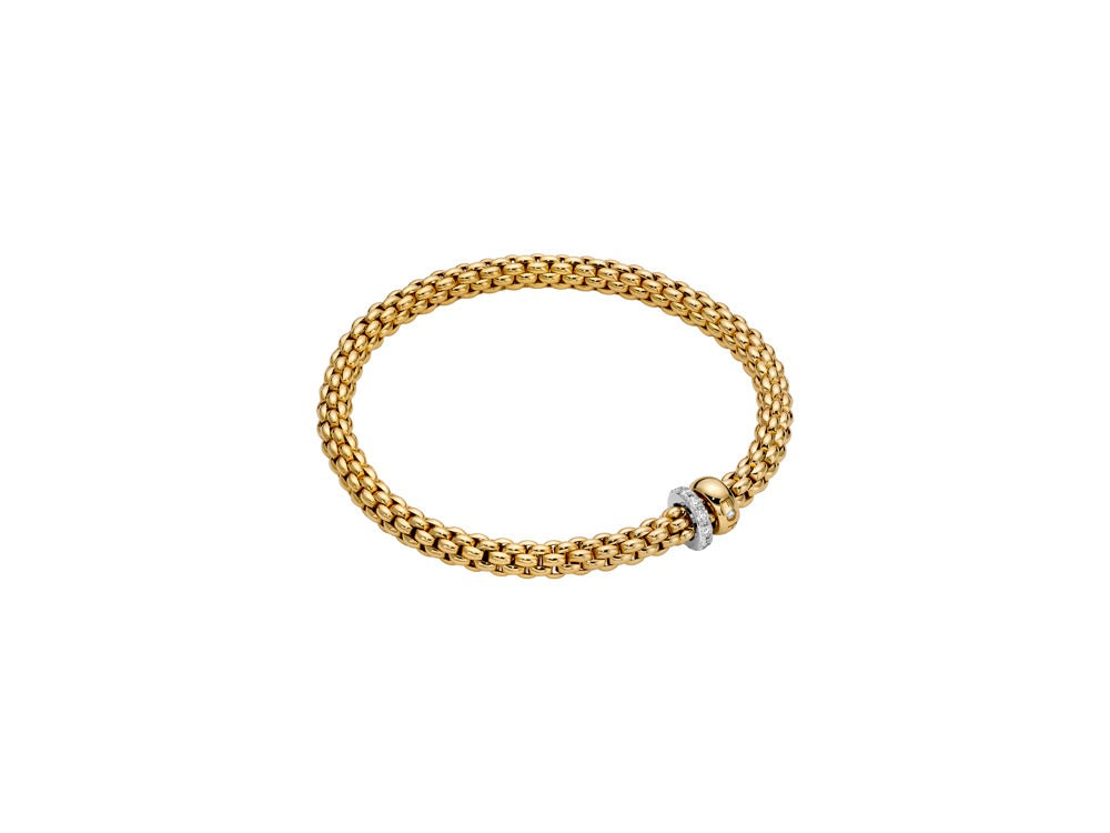 Fope Solo 18ct Yellow Gold 0.29ct Diamond Bracelet - S