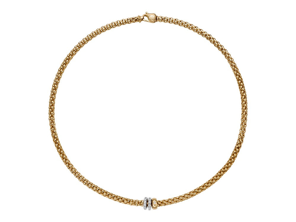 Fope Solo 18ct Yellow Gold 0.56ct Diamond 43cm Necklace
