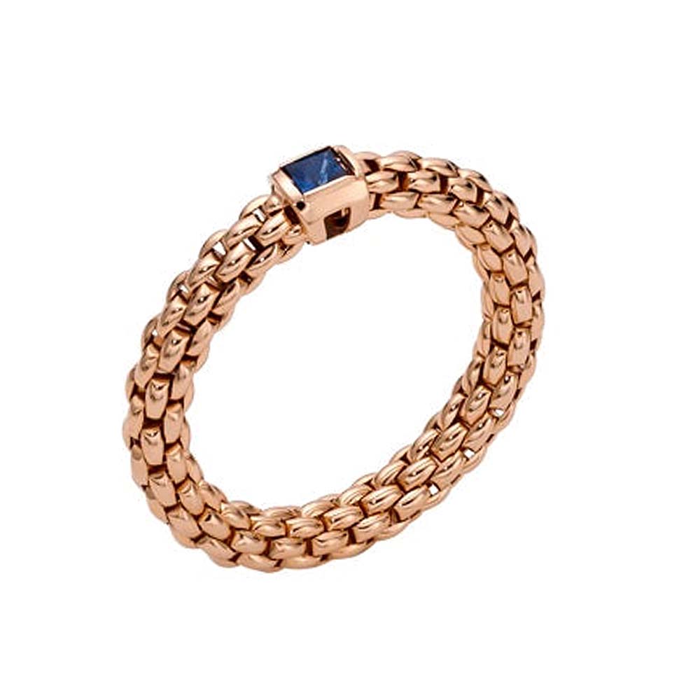 Fope Souls 18ct Rose Gold Sapphire Flexible Ring - M