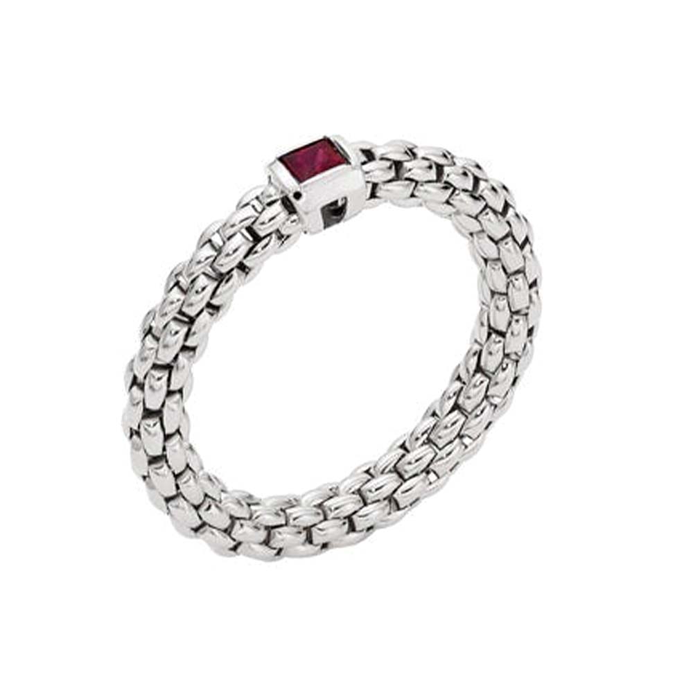 Fope Souls 18ct White Gold Ruby Flexible Ring - XS