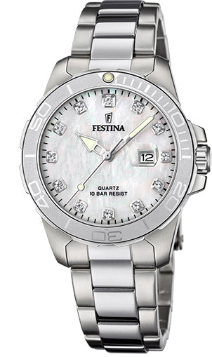 Festina Watch Three Hands Date Ladies - White