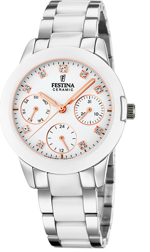 Festina Watch Two Hands Multifunction Ladies - White
