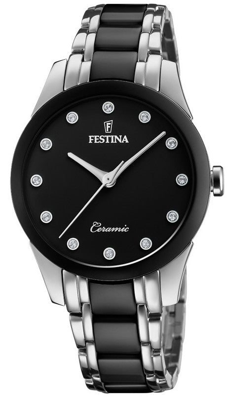 Festina Watch Two Hands Ceramic Ladies - Black
