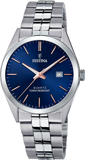 Festina Watch Three Hands Date Mens - Blue