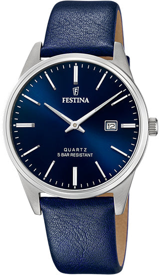 Festina Watch Two Hands Date Mens - Blue
