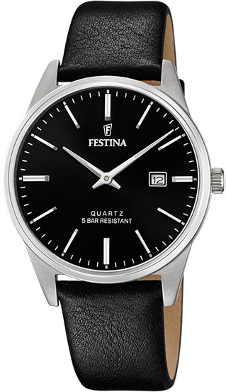 Festina Watch Two Hands Date Mens - Black