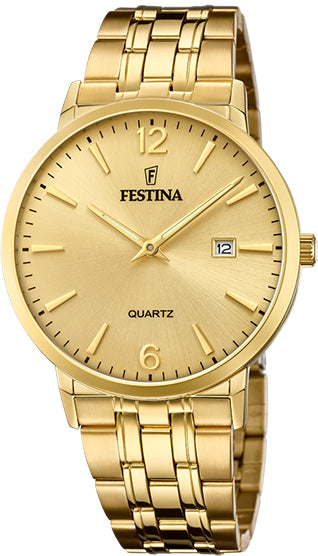 Festina Watch Two Hands Date Mens - Gold