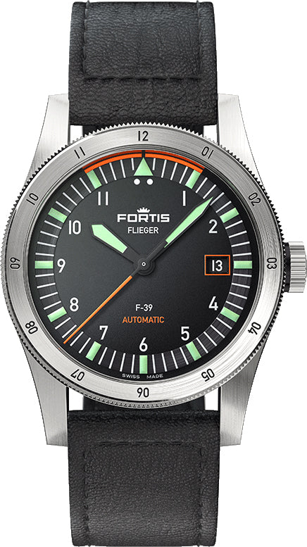 Fortis Watch Flieger F-39 Automatic On Aviator Strap - Black