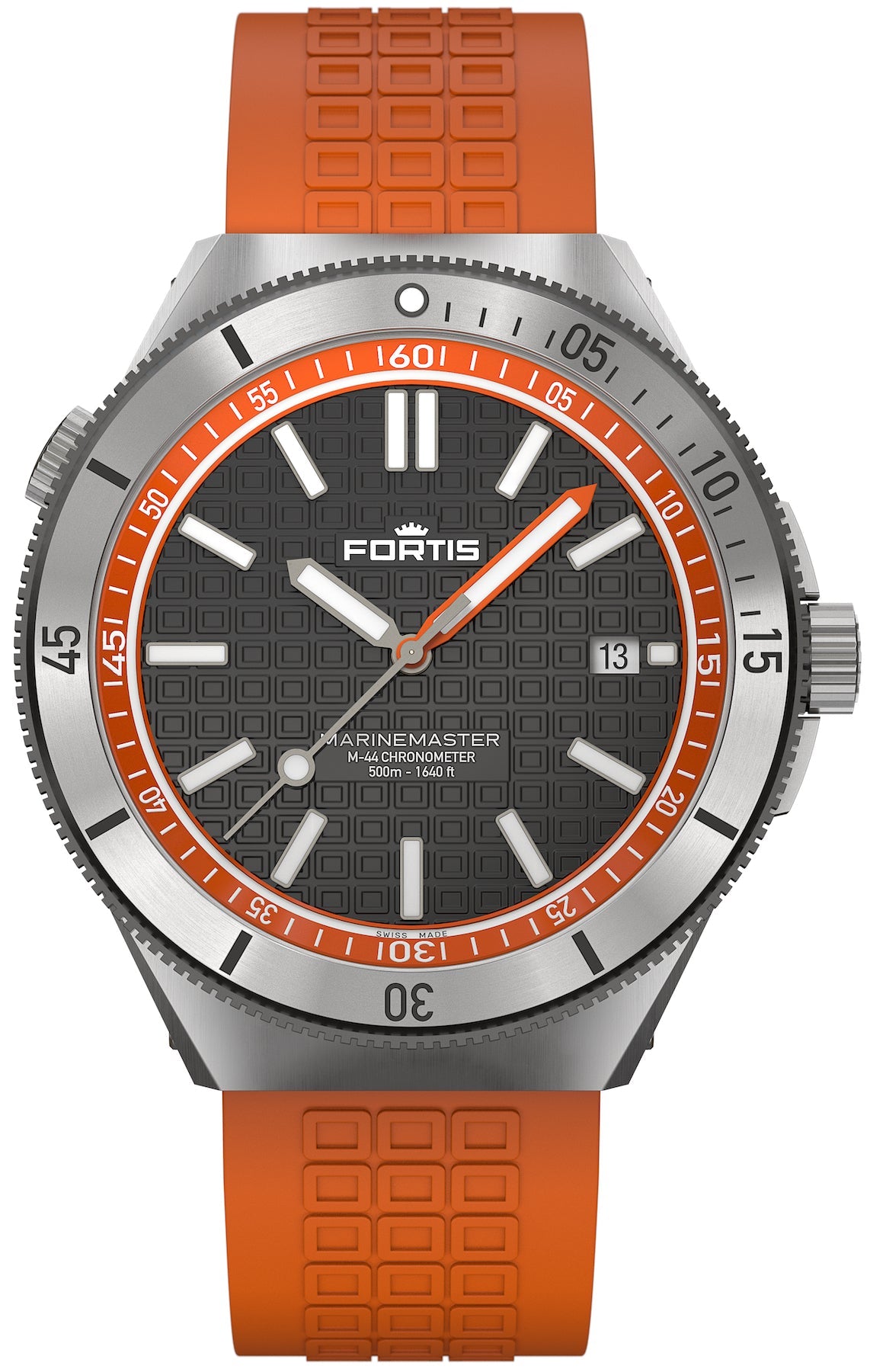Fortis Watch Marinemaster M-44 Amber Orange - Black