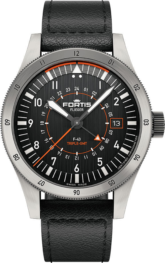 Fortis Watch Flieger F-43 Triple-GMT Black