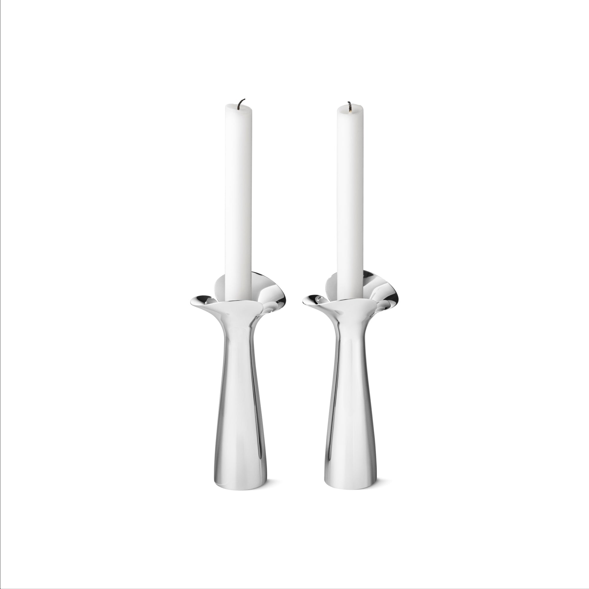 Georg Jensen Bloom Botanica Stainless Two Piece Candle Holder Set - Silver