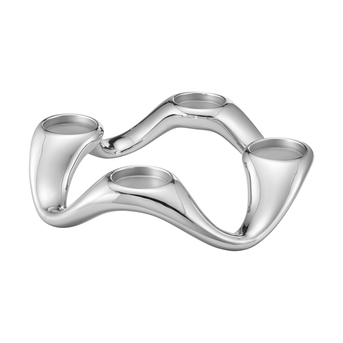 Georg Jensen Cobra Stainless Steel Round Candle Holder - Silver