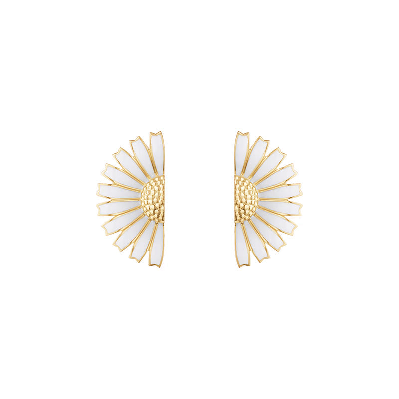 Georg Jensen Daisy 18ct Yellow Gold Plated Sterling Silver White Enamel Earrings