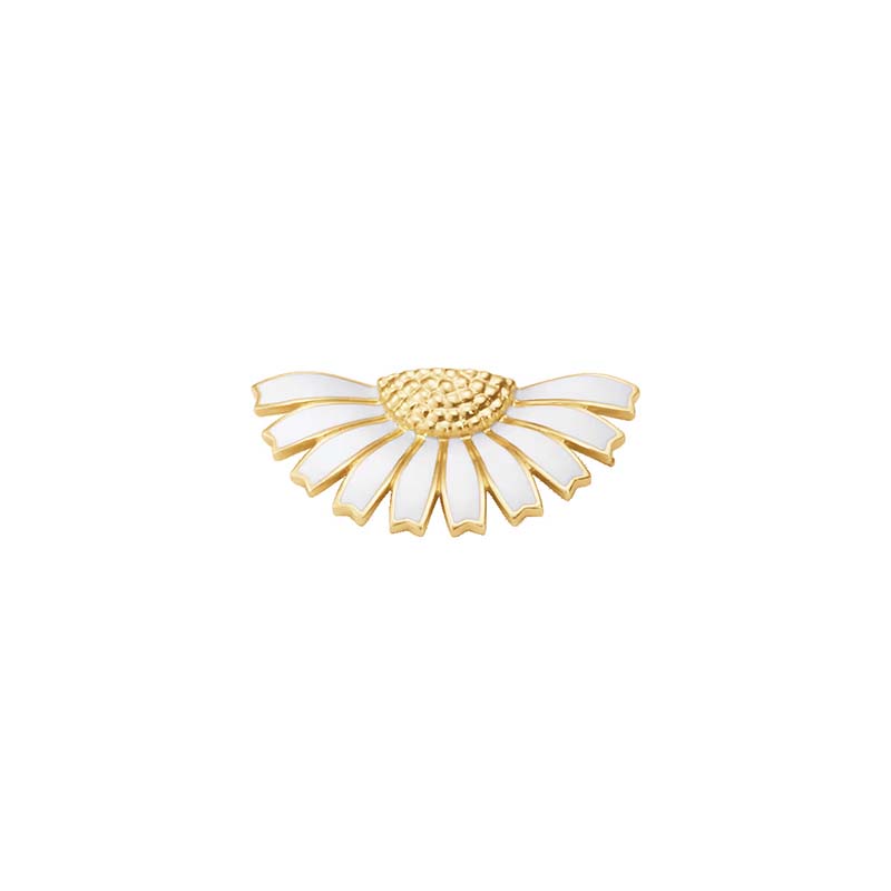 Georg Jensen Daisy 18ct Yellow Gold Plated Sterling Silver White Enamel Half Flower Hair Clip