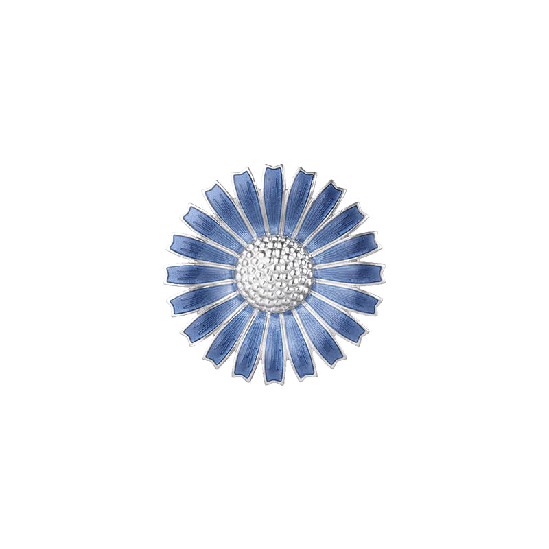 Georg Jensen Daisy Sterling Silver Blue Enamel Brooch