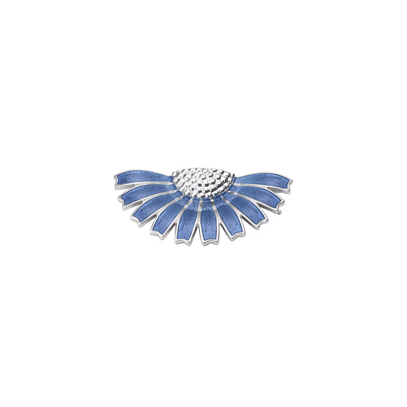 Georg Jensen Daisy Sterling Silver Blue Enamel Half Flower Hair Clip