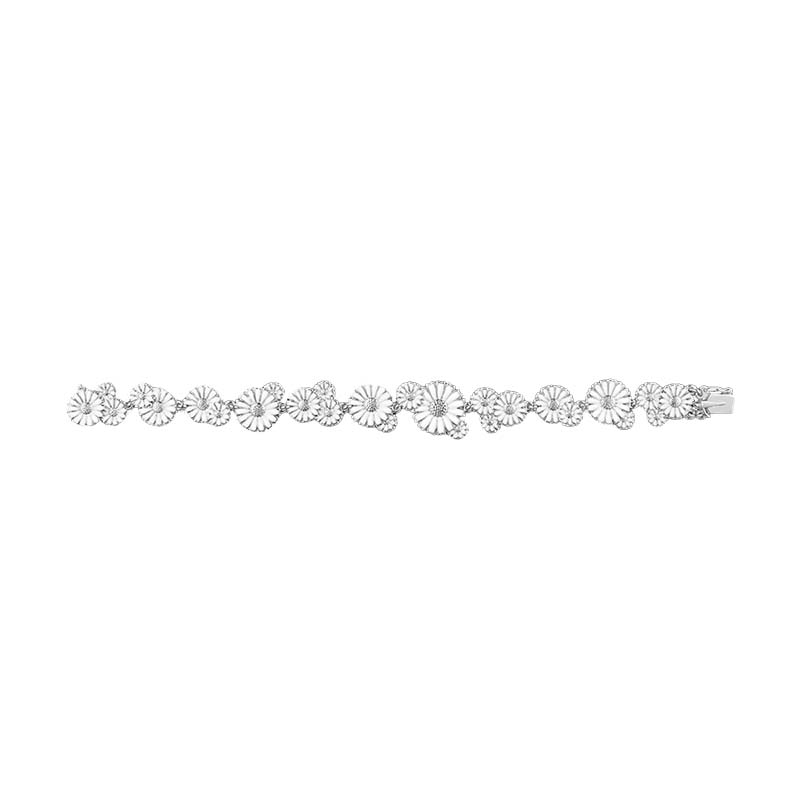Georg Jensen Daisy Sterling Silver White Enamel Layered Bracelet - M