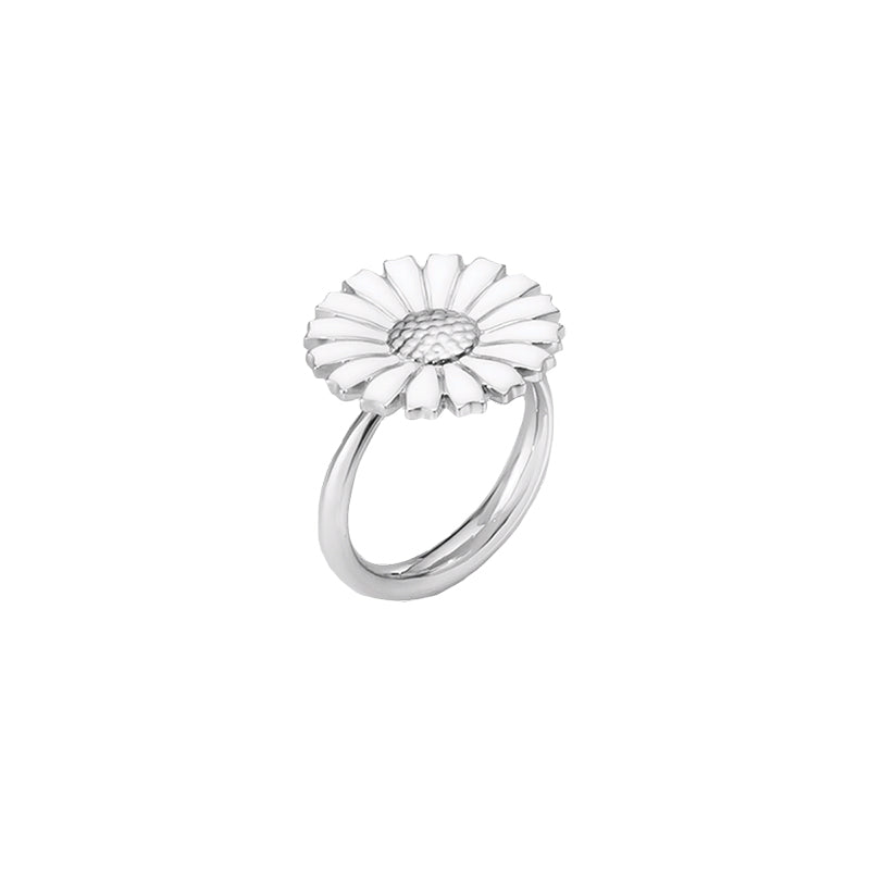 Georg Jensen Daisy Sterling Silver White Enamel Ring - 60