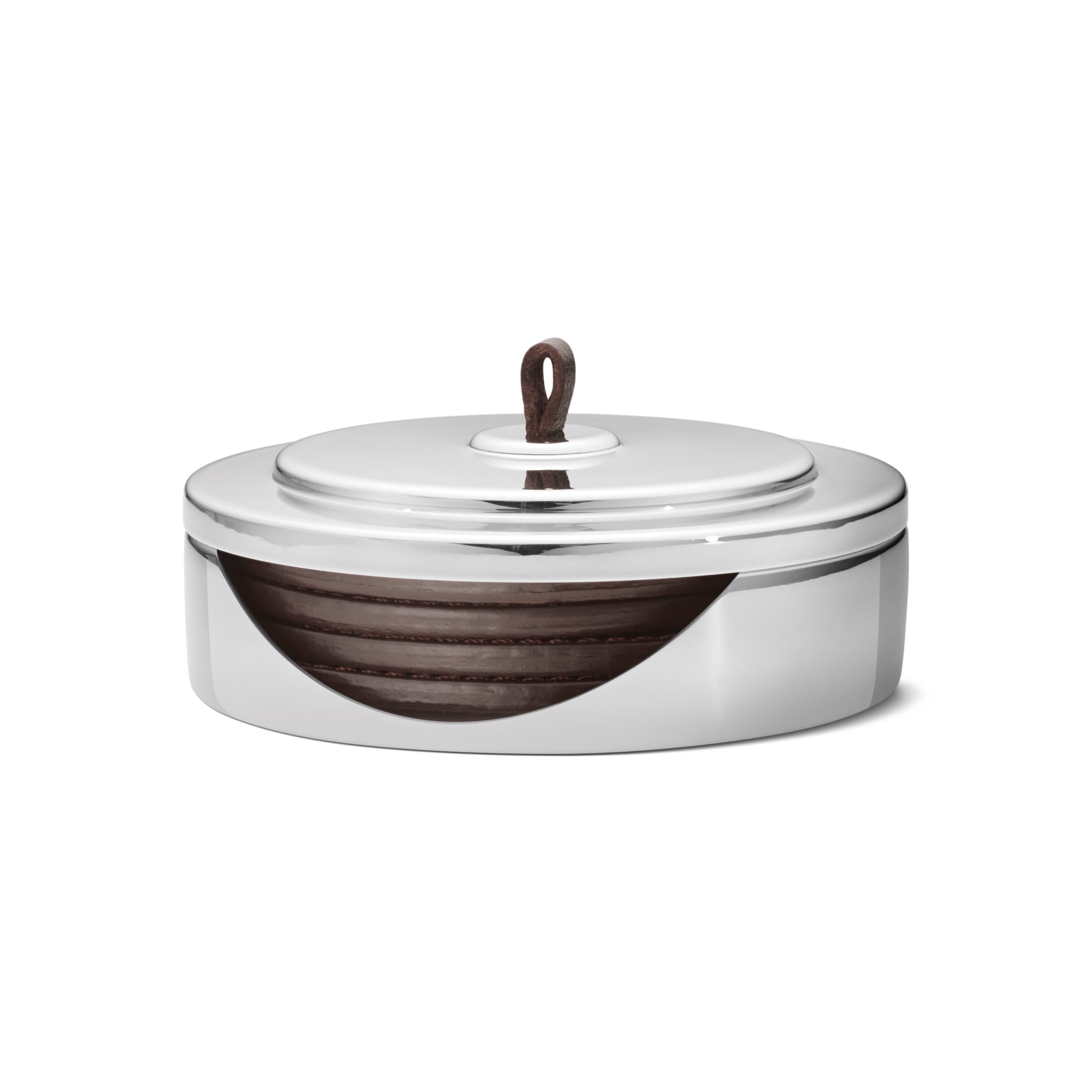 Georg Jensen Manhattan Stainless Steel Leather Four Piece Coaster Set - Silver