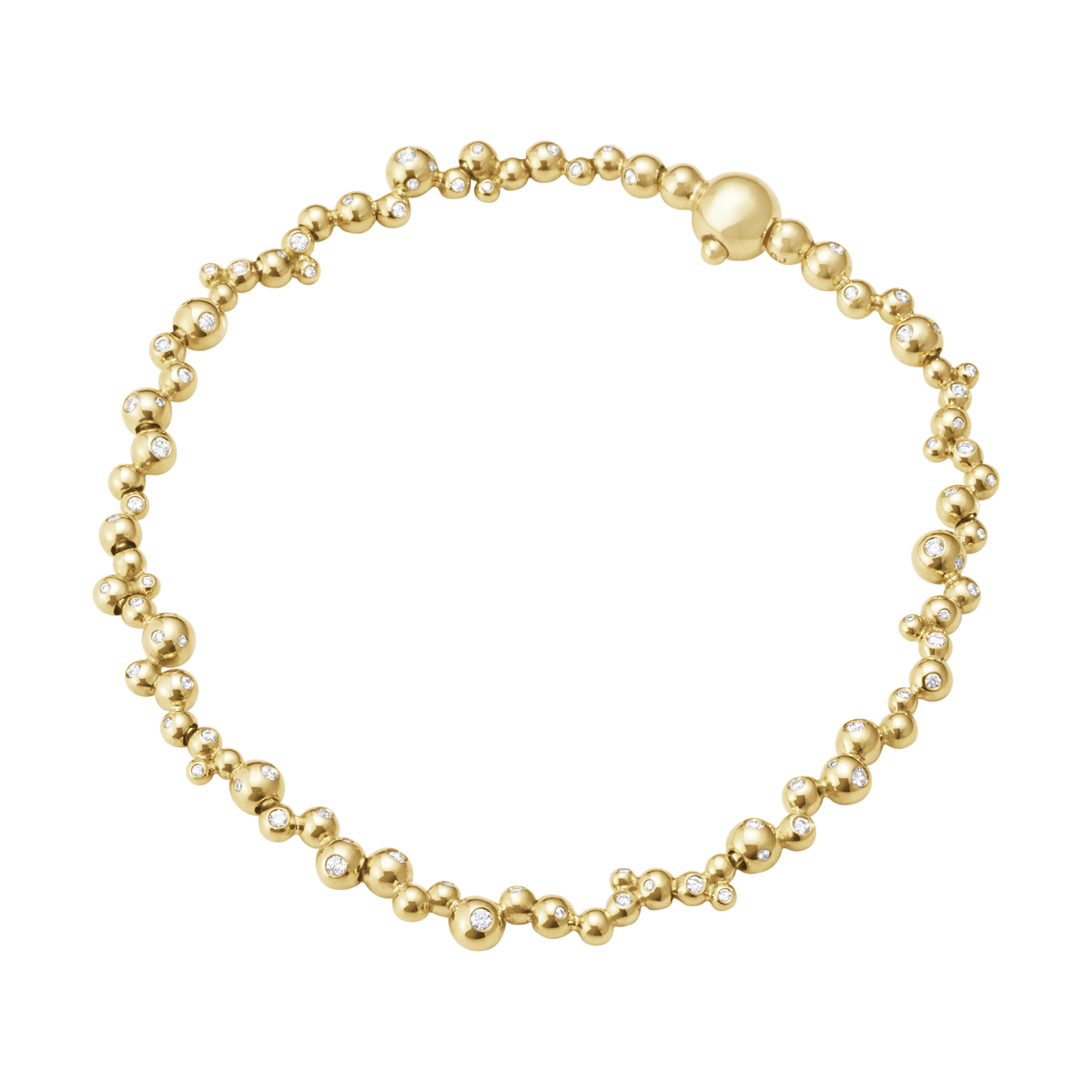 Georg Jensen Moonlight Grapes 18ct Yellow Gold Diamond Slim Bracelet - M