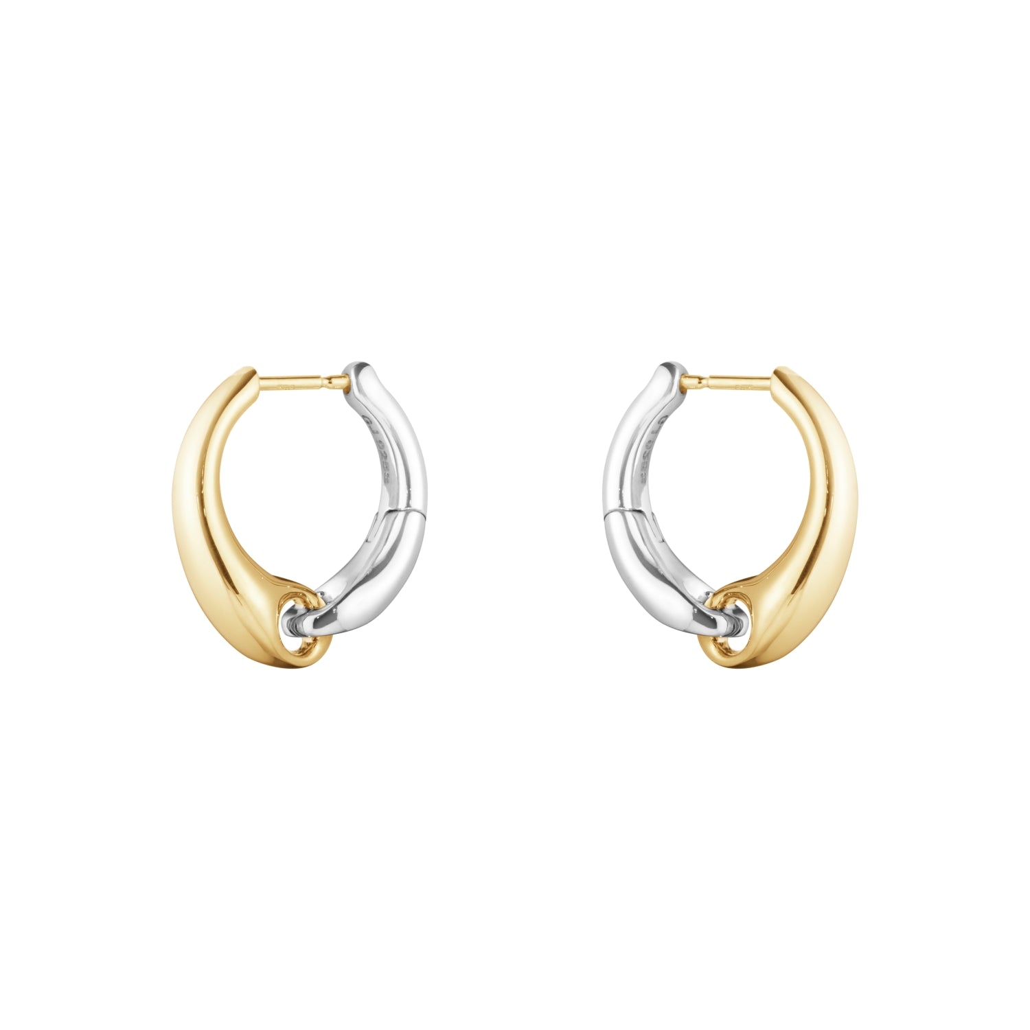 Georg Jensen Reflect 18ct Yellow Gold and Sterling Silver Large Hoop Earrings - Silver