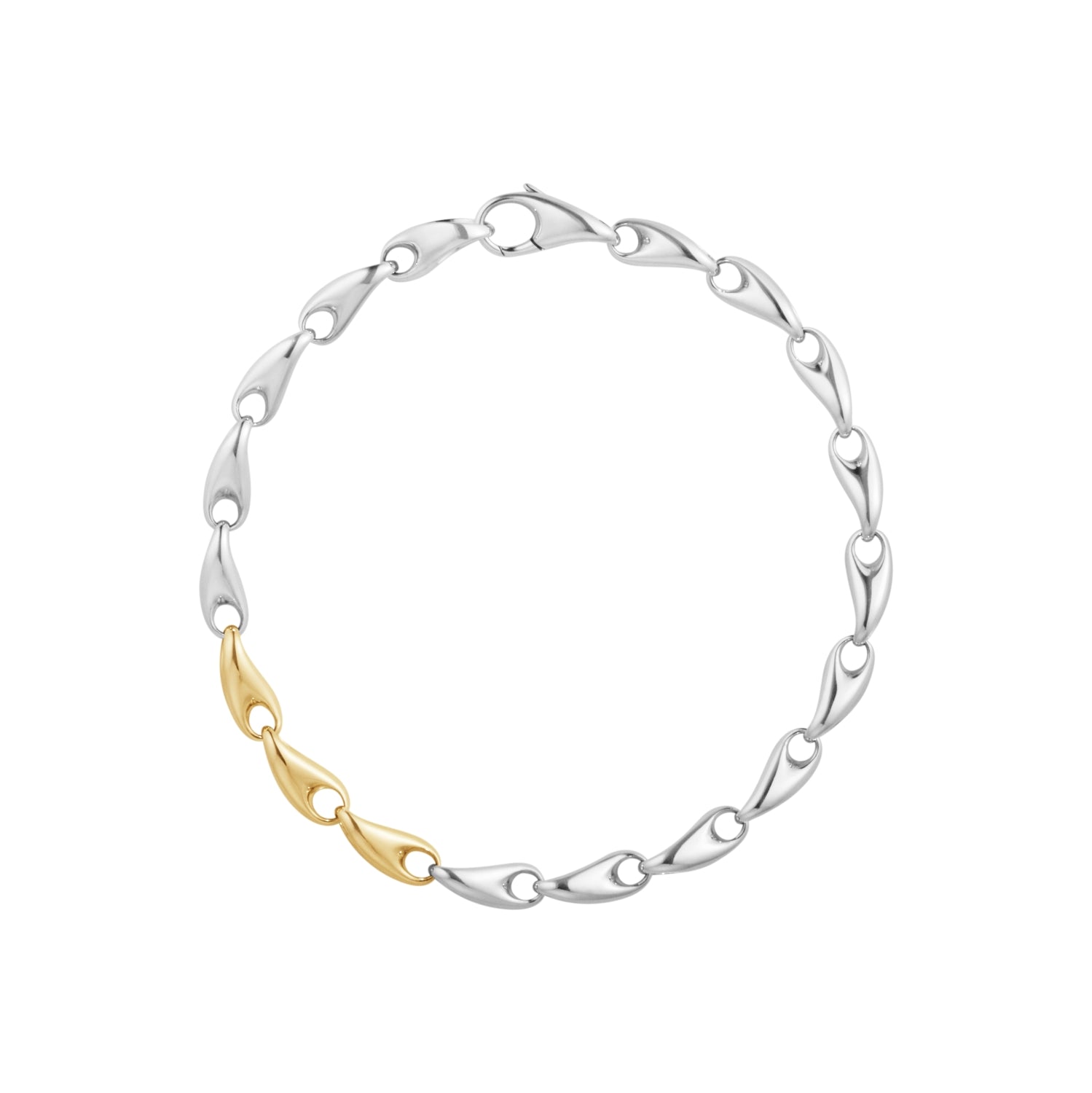 Georg Jensen Reflect 18ct Yellow Gold and Sterling Silver Slim Bracelet - Extra Large