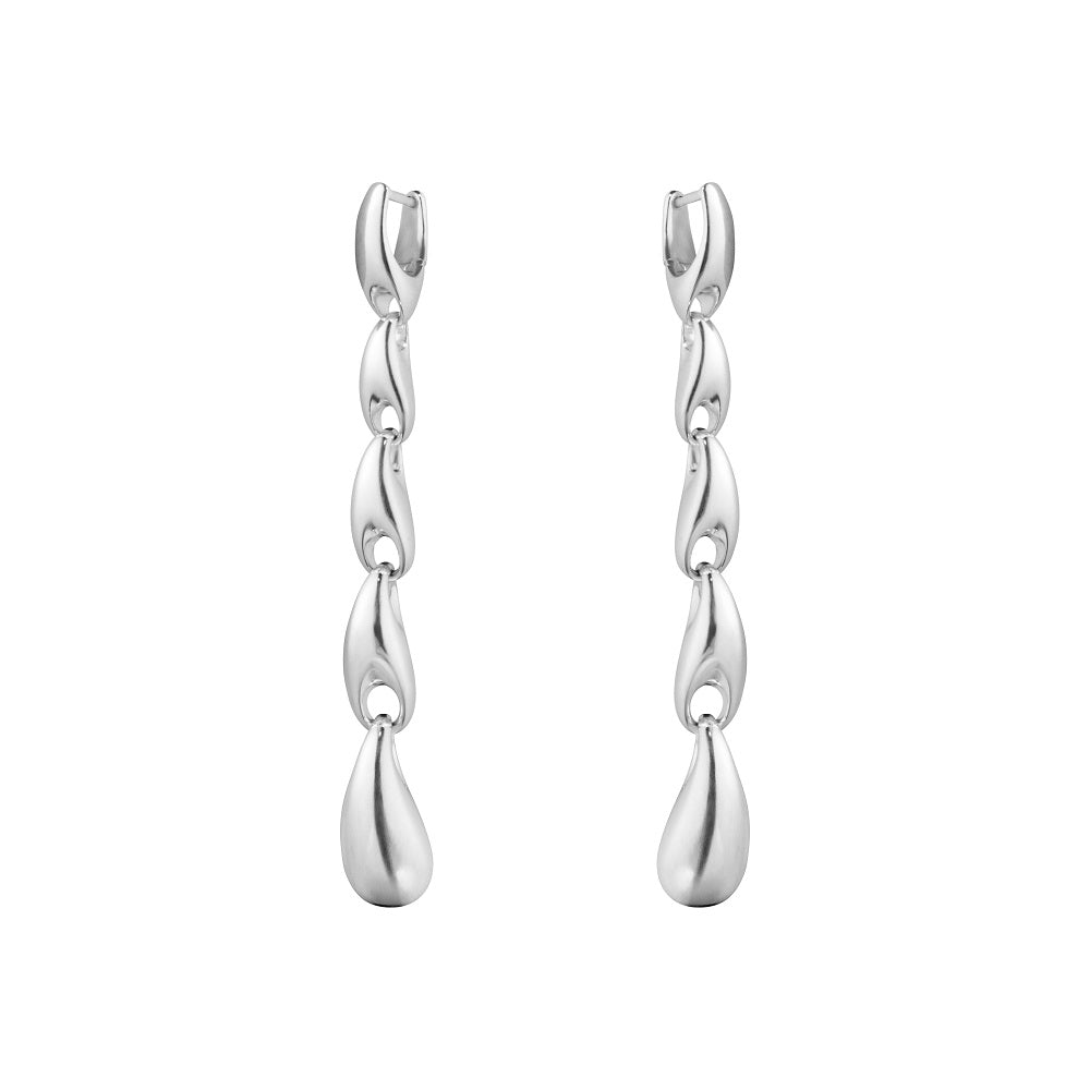 Georg Jensen Reflect Sterling Silver Graduated Links Long Drop Earrings - Silver