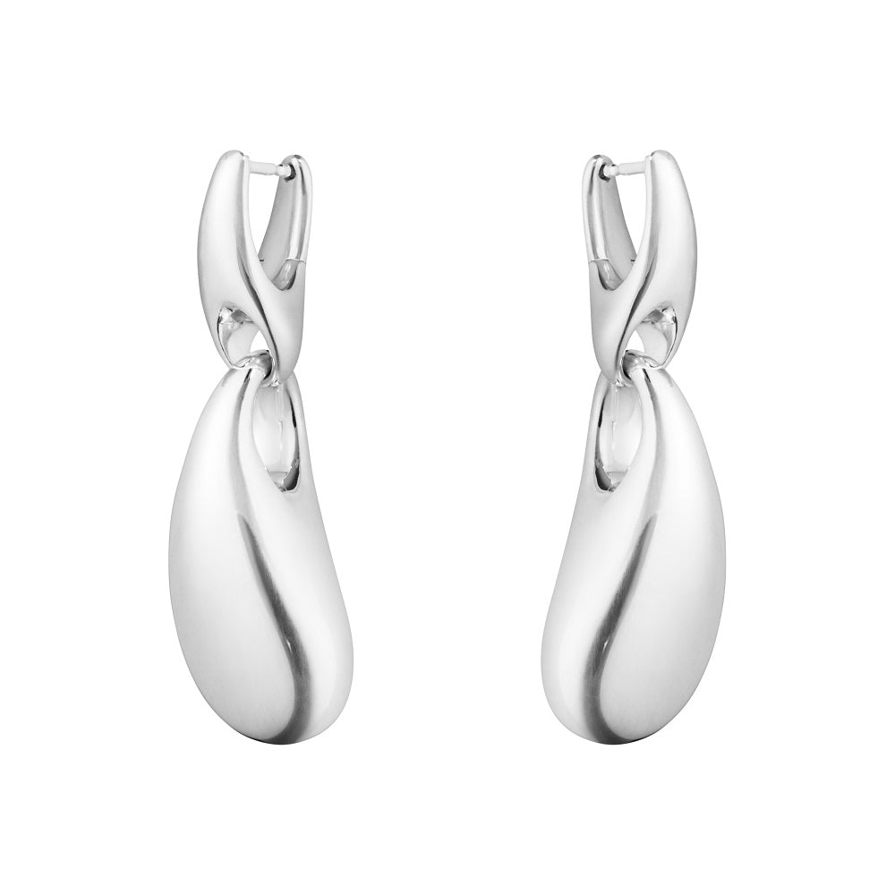 Georg Jensen Reflect Sterling Silver Graduated Links Short Drop Earrings - Silver