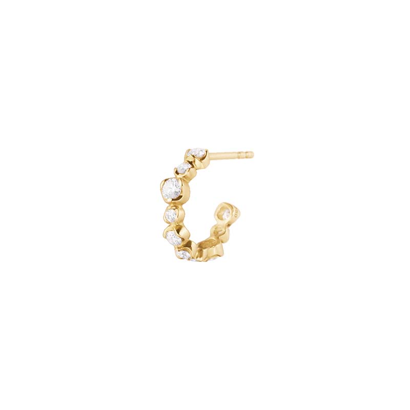 Georg Jensen Signature Diamonds 18ct Yellow Gold 0.31ct Hoop Earring Single Piece