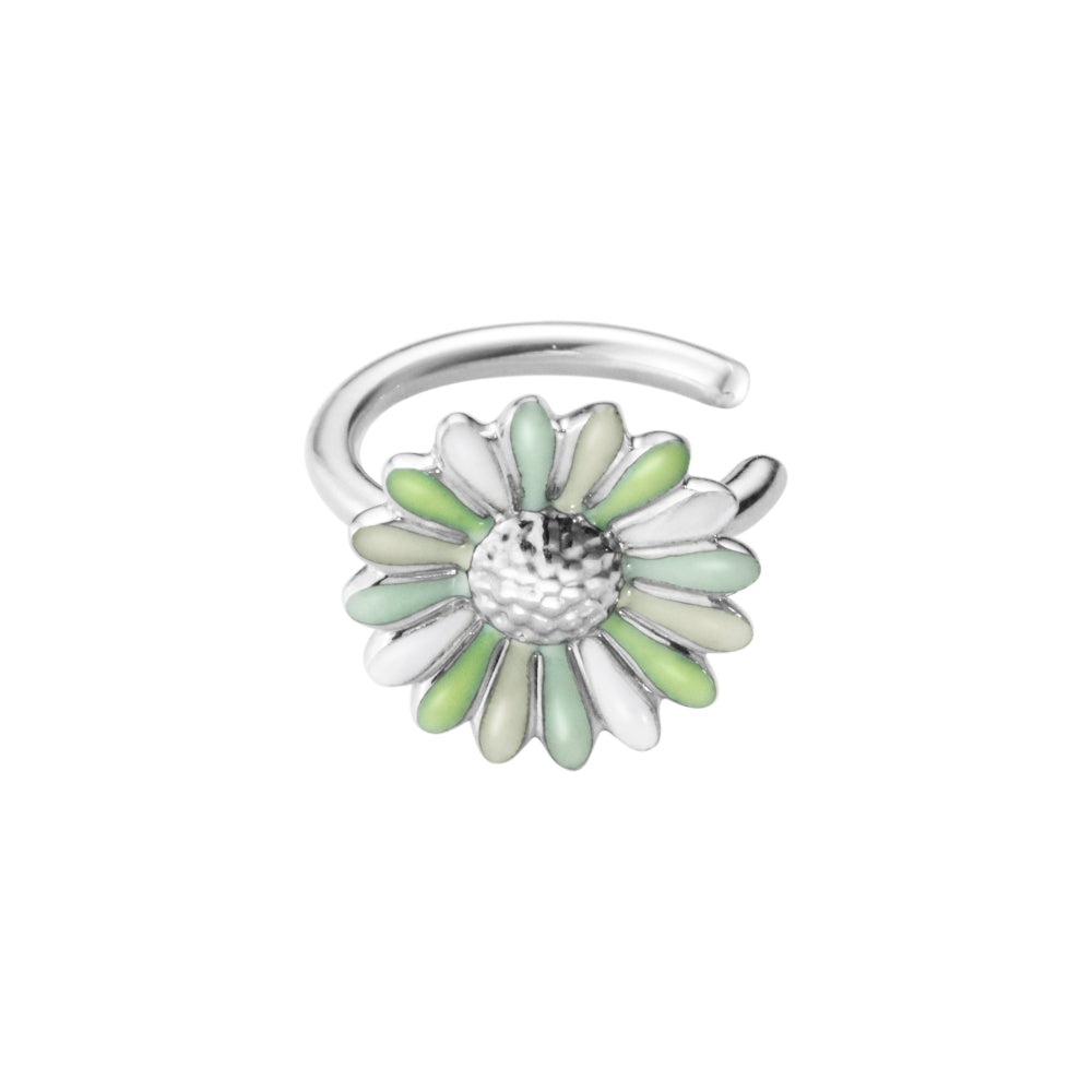 Georg Jensen Stine Goya Daisy Sterling Silver Green Single Ear Cuff - Silver