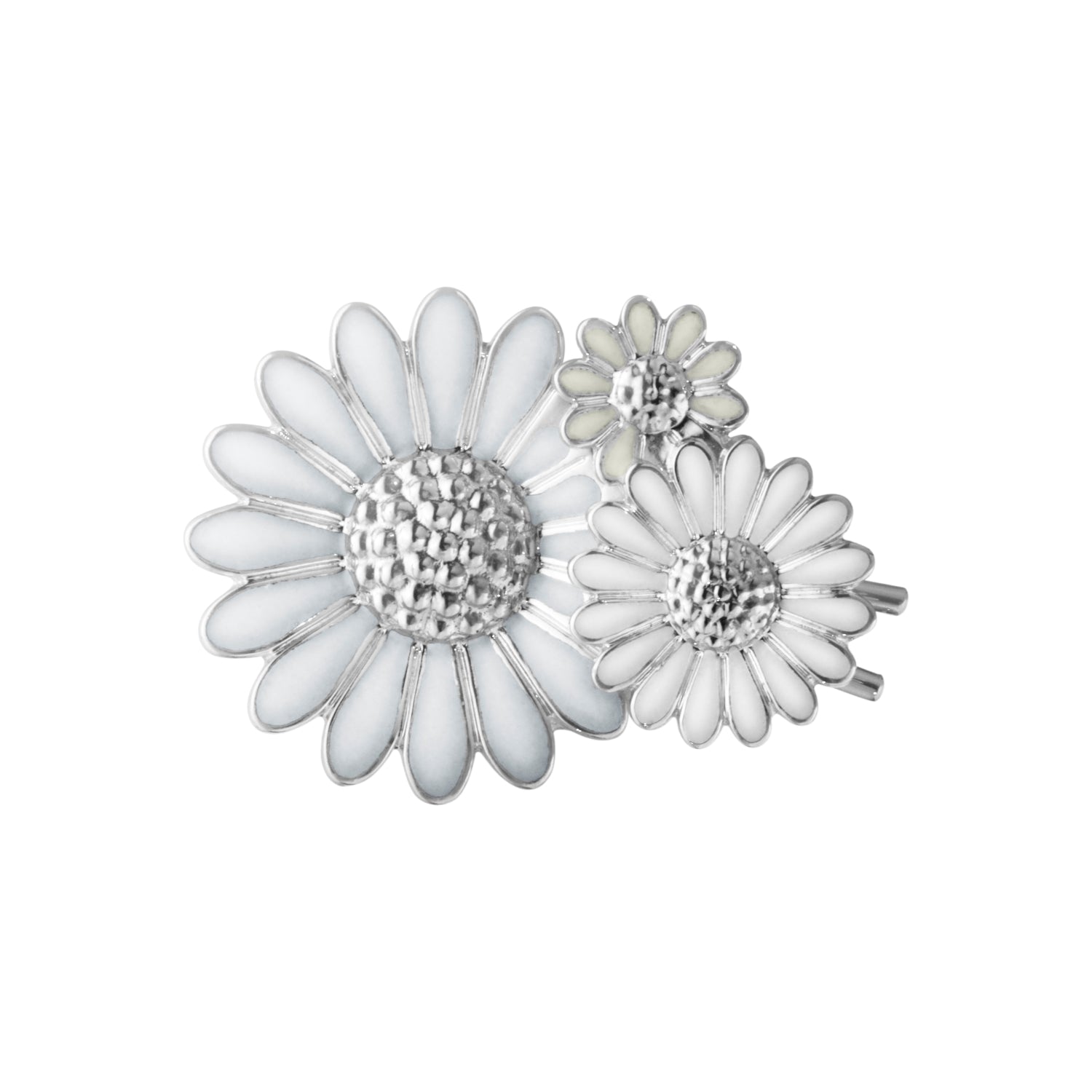 Georg Jensen Stine Goya Daisy Sterling Silver White Enamel Hair Clip
