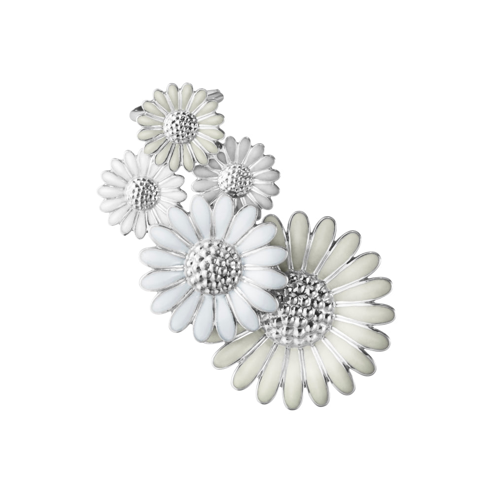 Georg Jensen Stine Goya Daisy Sterling White Enamel Large Single Ear Cuff - Silver