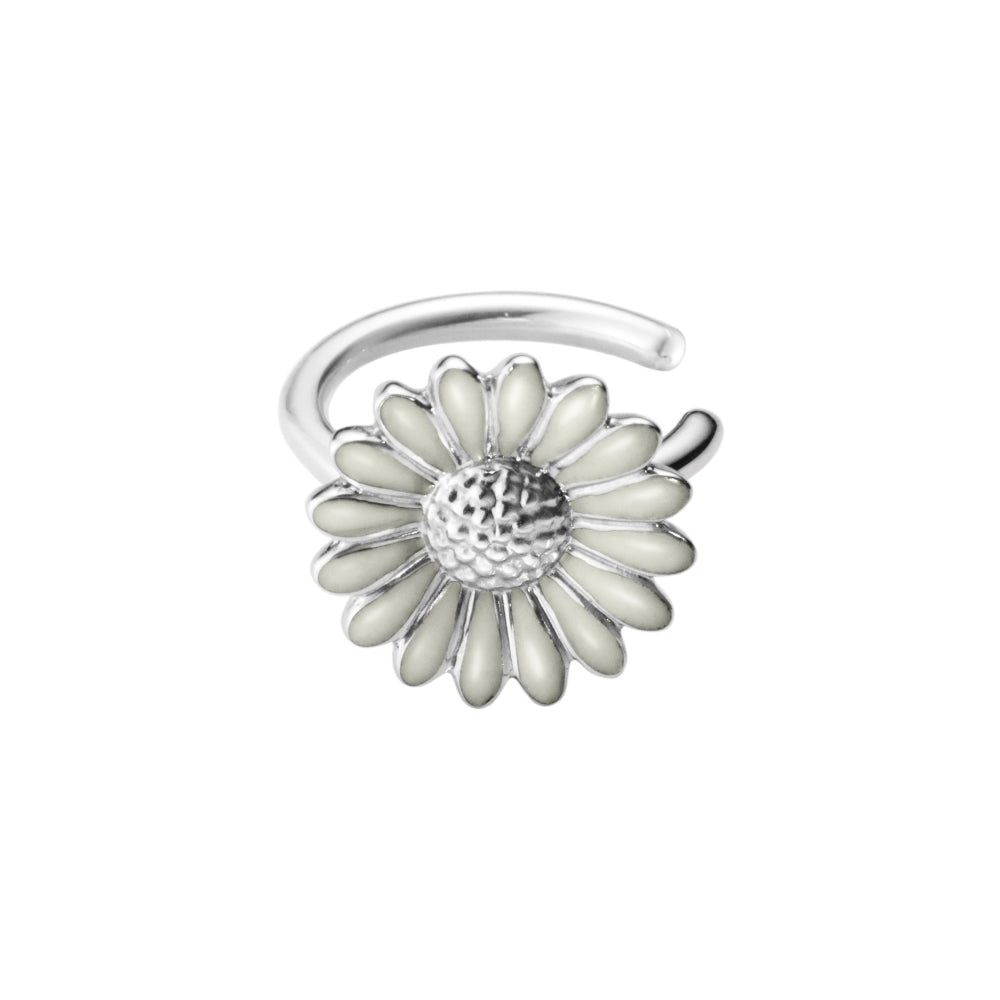 Georg Jensen Stine Goya Daisy Sterling Silver White Enamel Single Ear Cuff - Silver