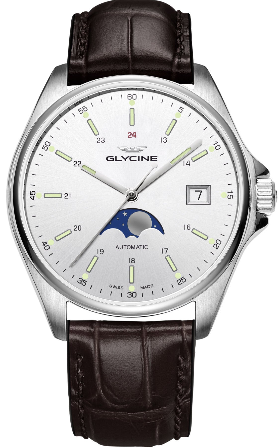 Glycine Watch Combat Classic Moonphase - Silver