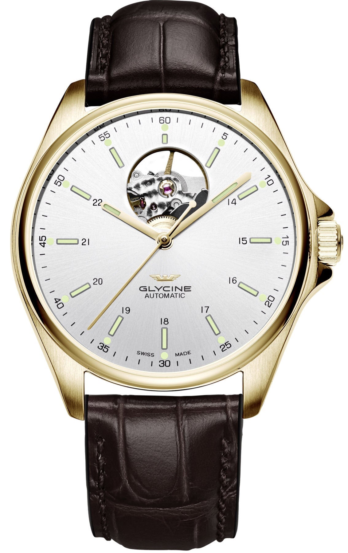 Glycine Watch Combat Classic Open Heart - Silver