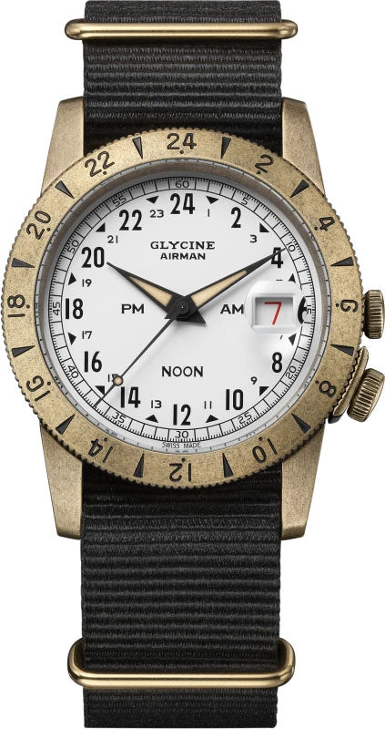 Glycine Watch Airman Vintage Noon 40 Purist - White