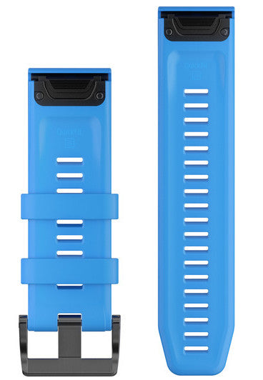 Garmin Watch Band QuickFit 26 Amp Cyan Blue Silicone - Silver