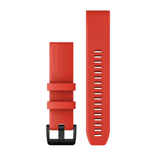 Garmin Watch Band QuickFit 22 Laser Red With Black Stainless Steel Hardware - Black